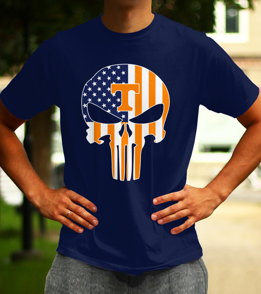 Tennessee Volunteers The Punisher American Flag Skull Icon T T-Shirt