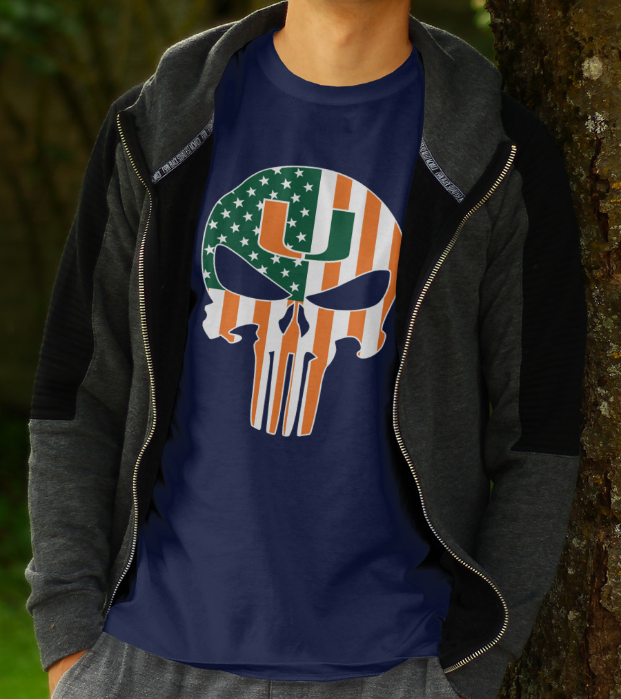 Miami Hurricanes American Flag U The Punisher T-Shirt