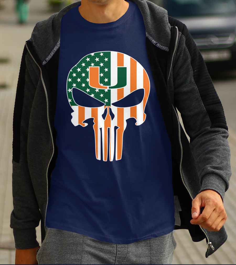 Miami Hurricanes American Flag U The Punisher T-Shirt