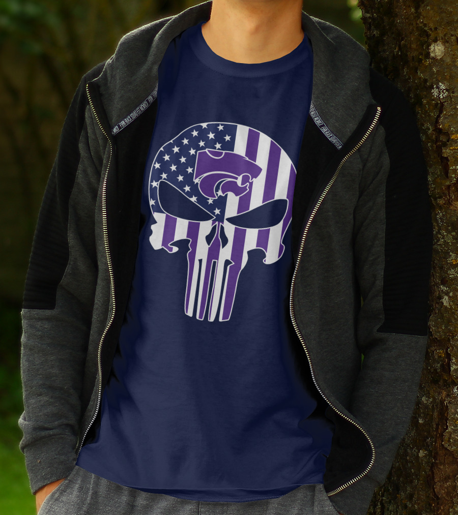 Kansas State Wildcats American Flag Punisher T-Shirt