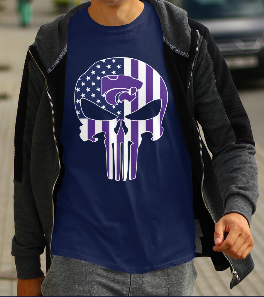 Kansas State Wildcats American Flag Punisher T-Shirt