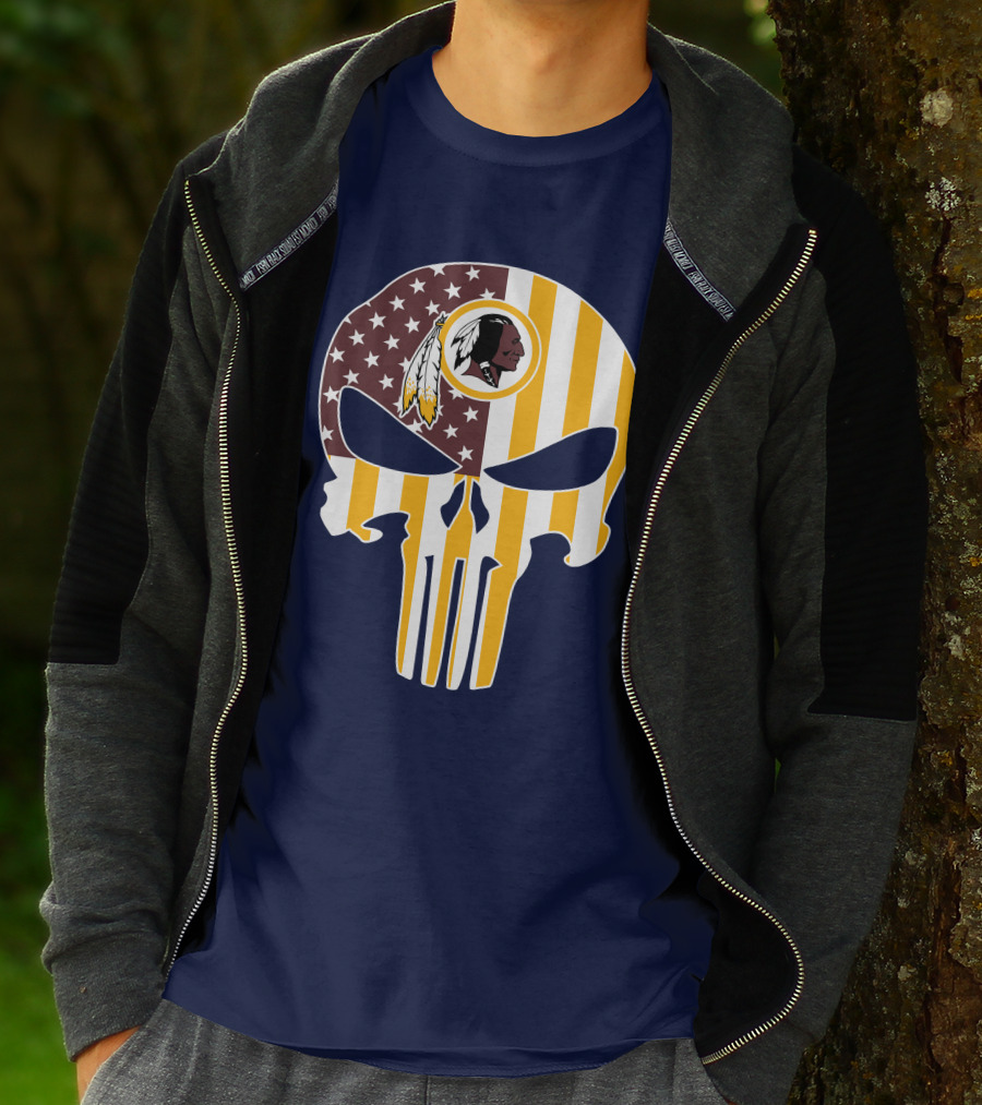 Washington Redskins Punisher Skull American Flag T-Shirt