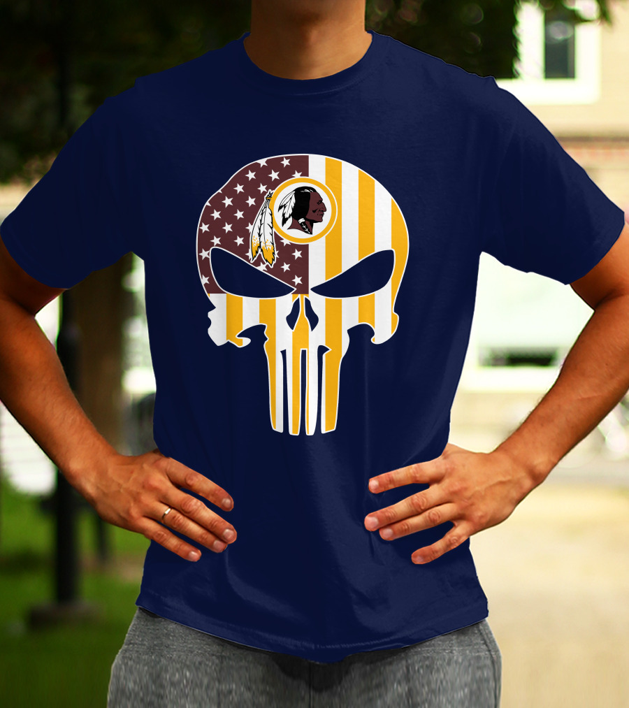 Washington Redskins Punisher Skull American Flag T-Shirt