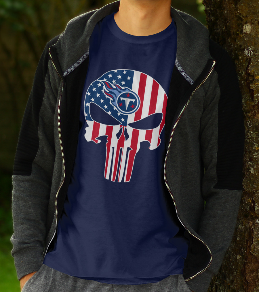 American Flag Tennessee Titans Punisher Skull T-Shirt