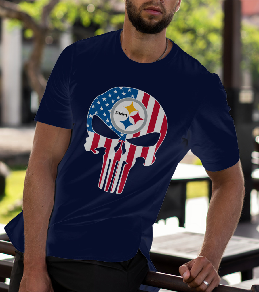 Pittsburgh Steelers The Punisher American Flag T-Shirt