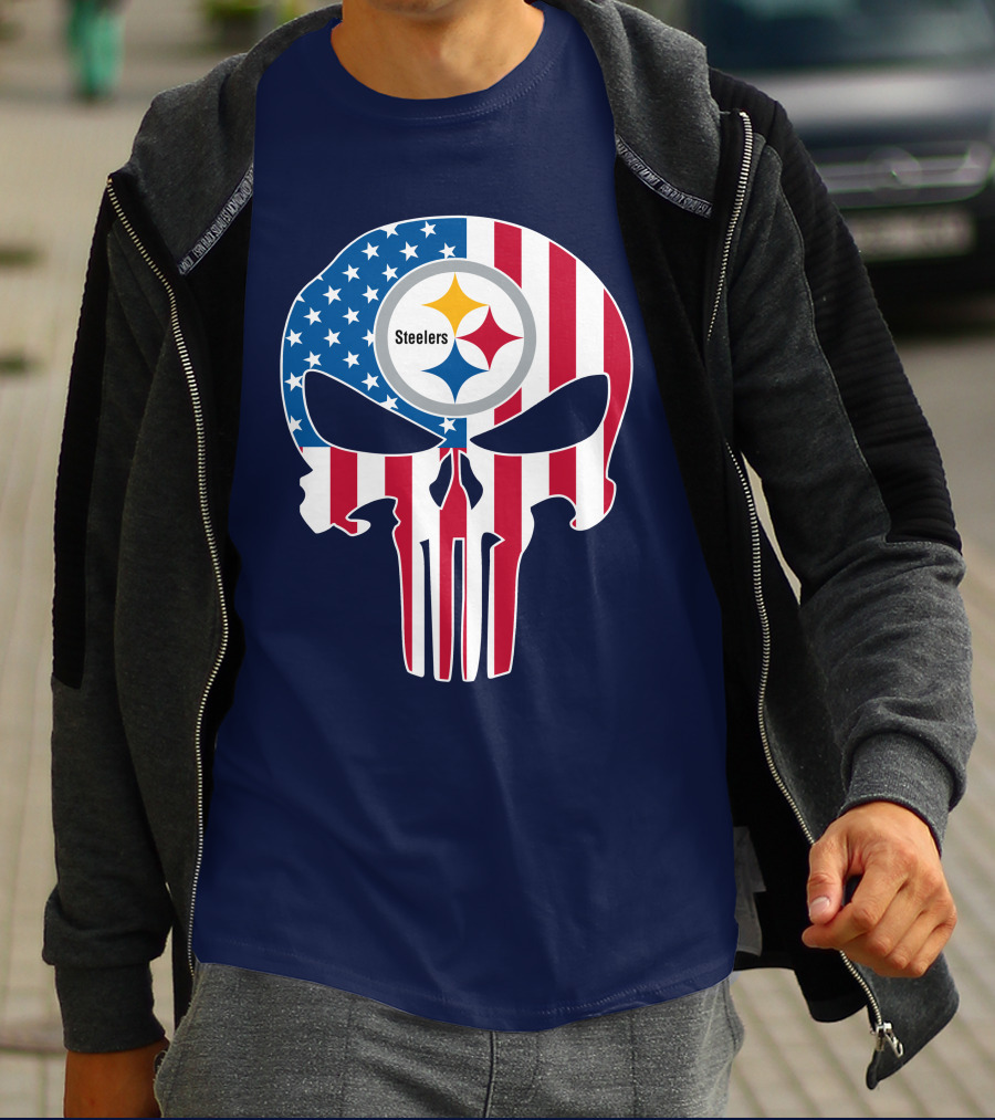 Pittsburgh Steelers The Punisher American Flag T-Shirt