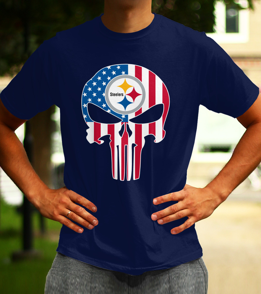 Pittsburgh Steelers The Punisher American Flag T-Shirt