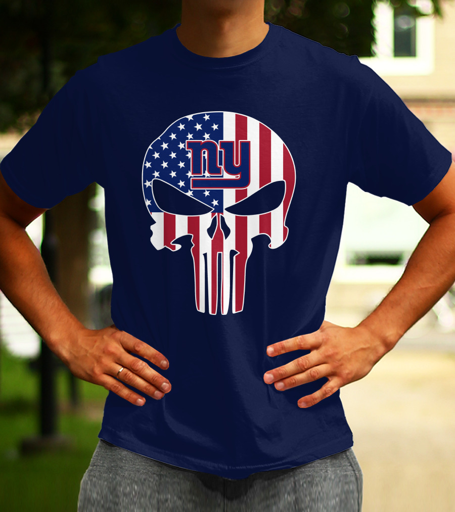 Ny Giants The Punisher American Flag Skull T-Shirt