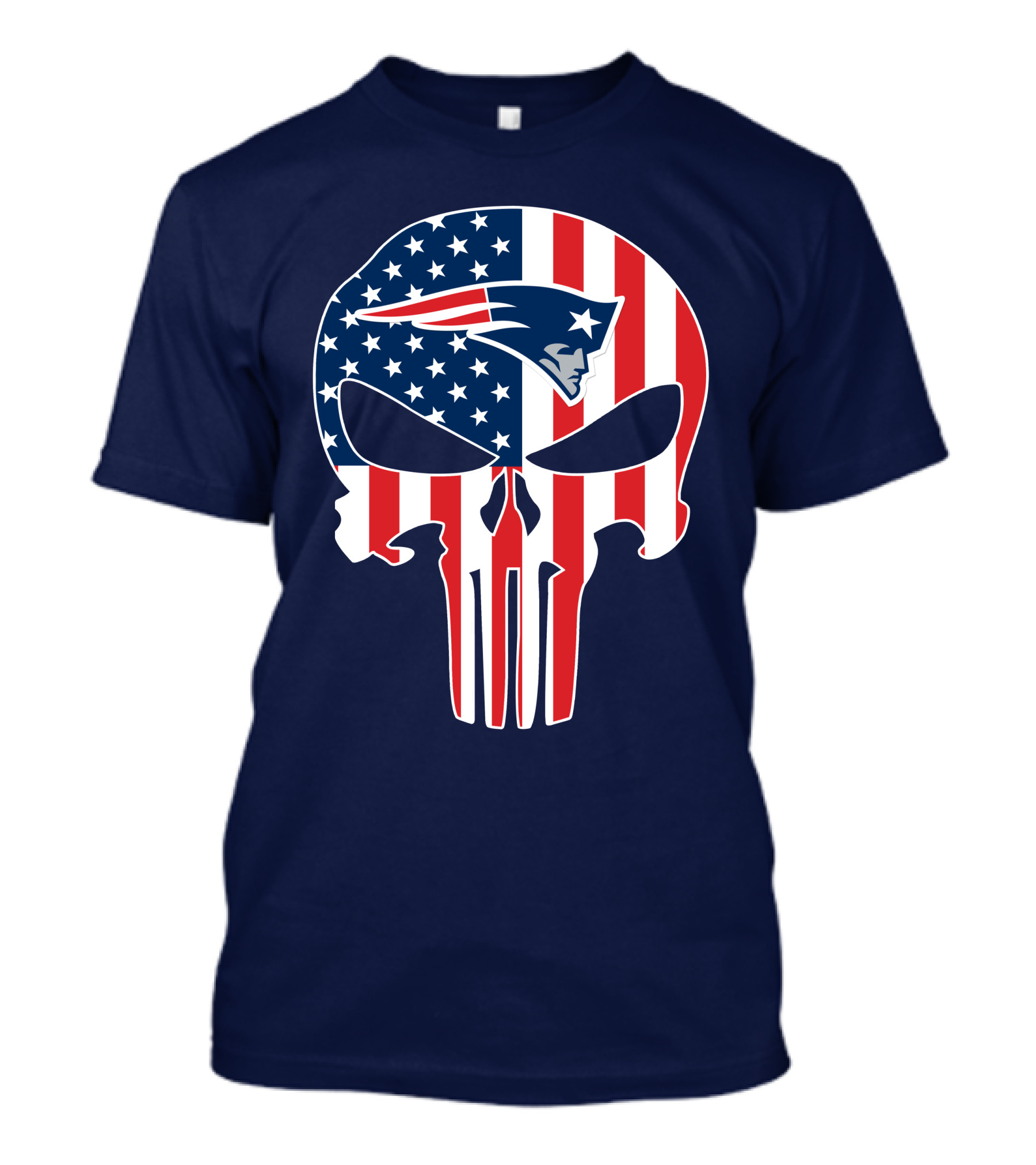 New England Patriots Punisher Skull American Flag T-Shirt