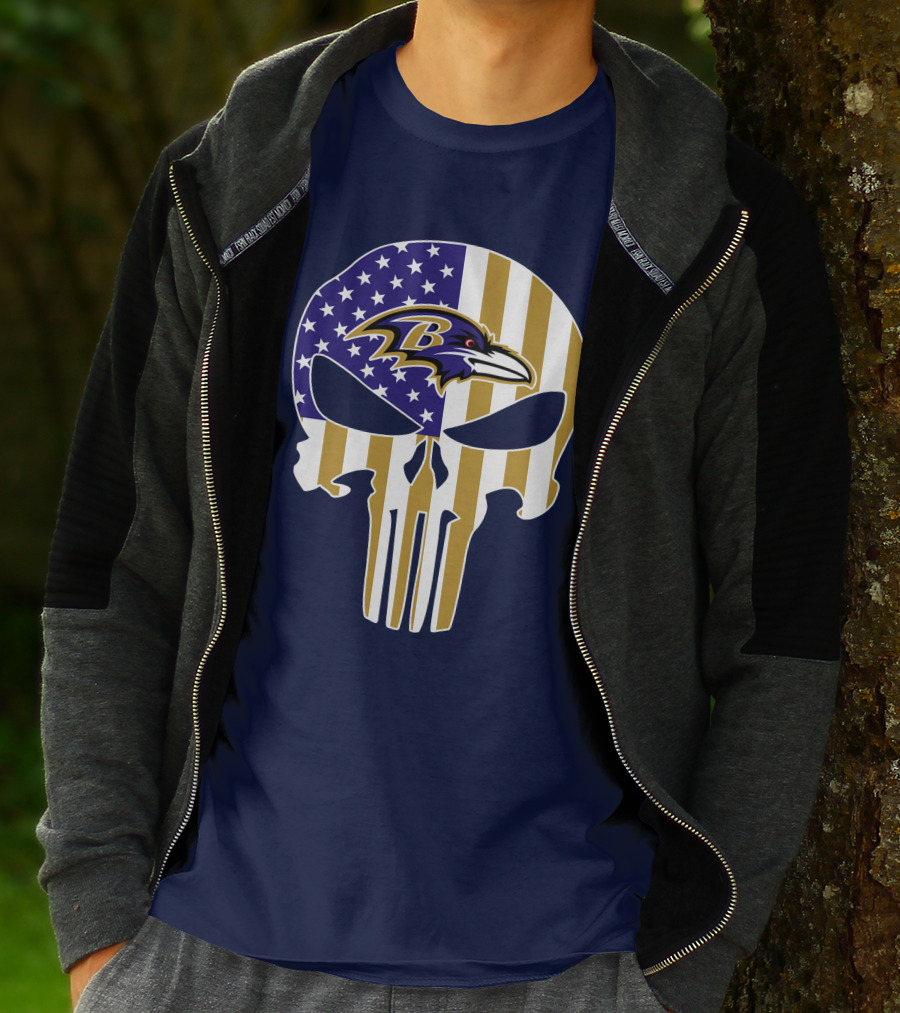 Baltimore Ravens Punisher American Flag T-Shirt