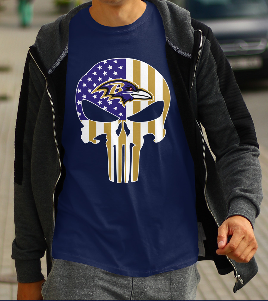 Baltimore Ravens Punisher American Flag T-Shirt