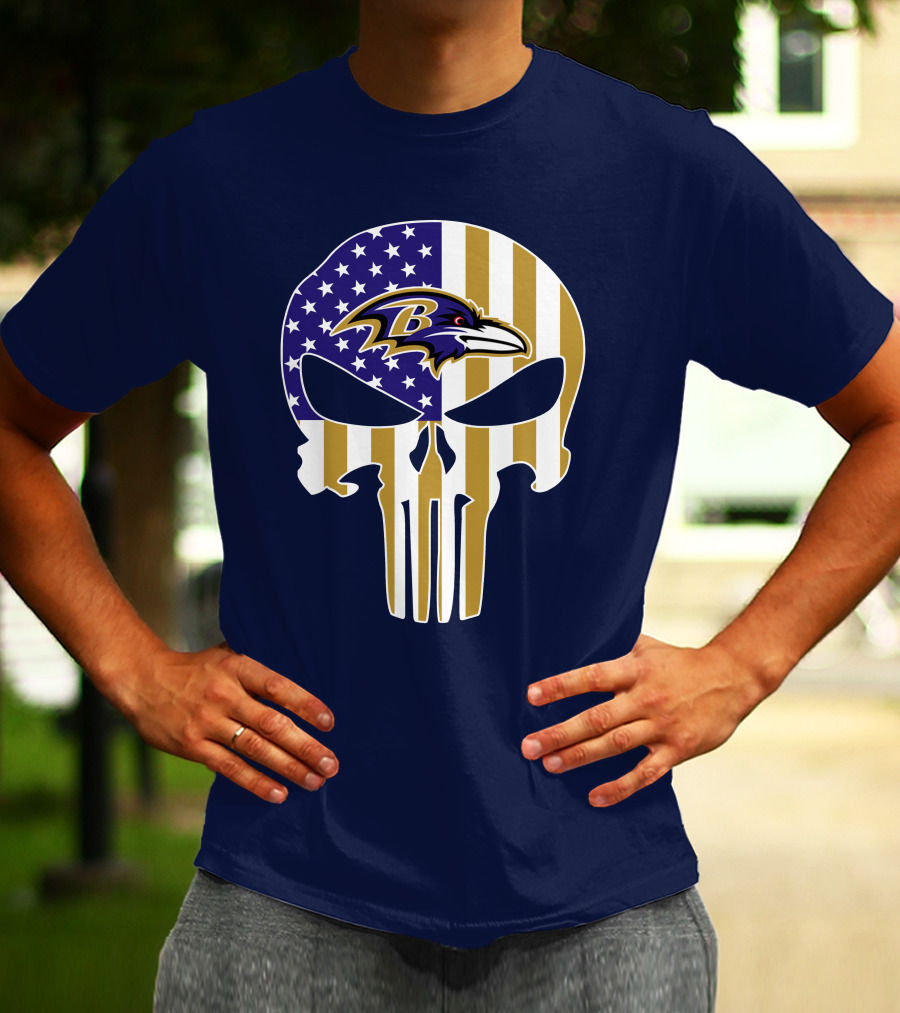 Baltimore Ravens Punisher American Flag T-Shirt