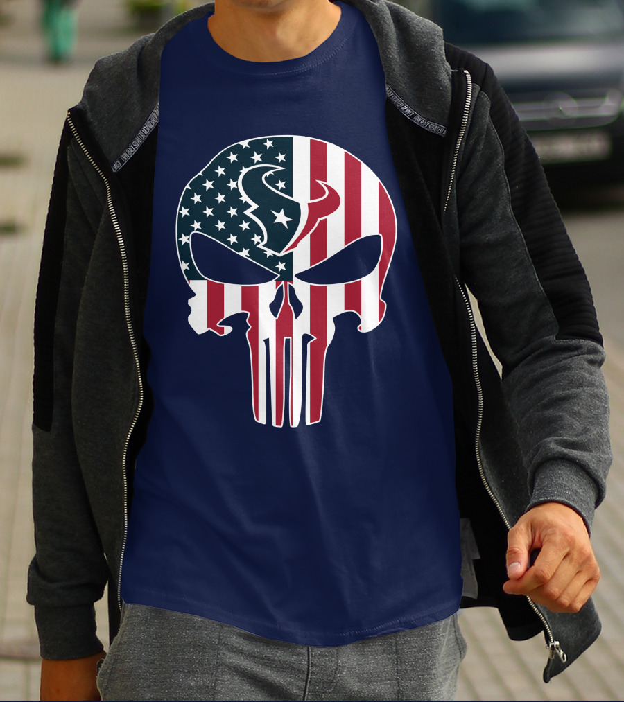 Houston Texans The Punisher American Flag T-Shirt