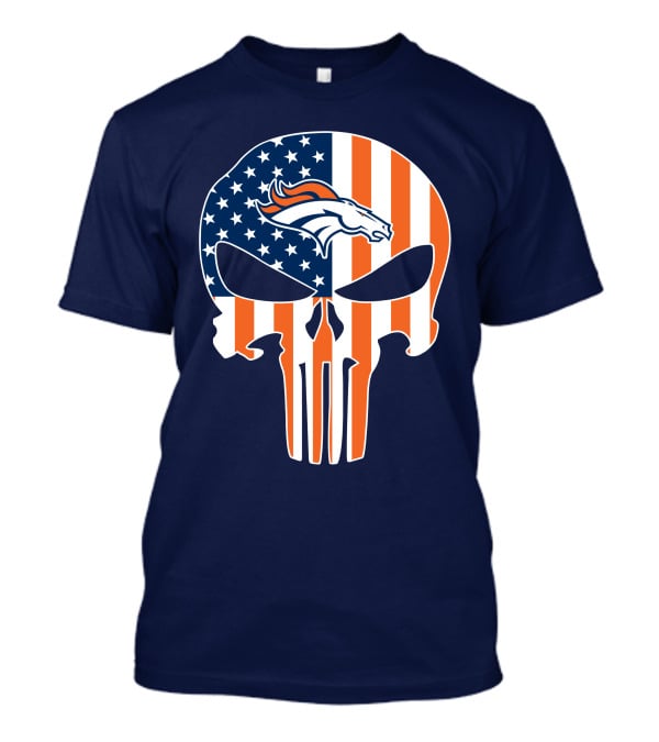Denver Broncos Punisher Flag Skull T-Shirt