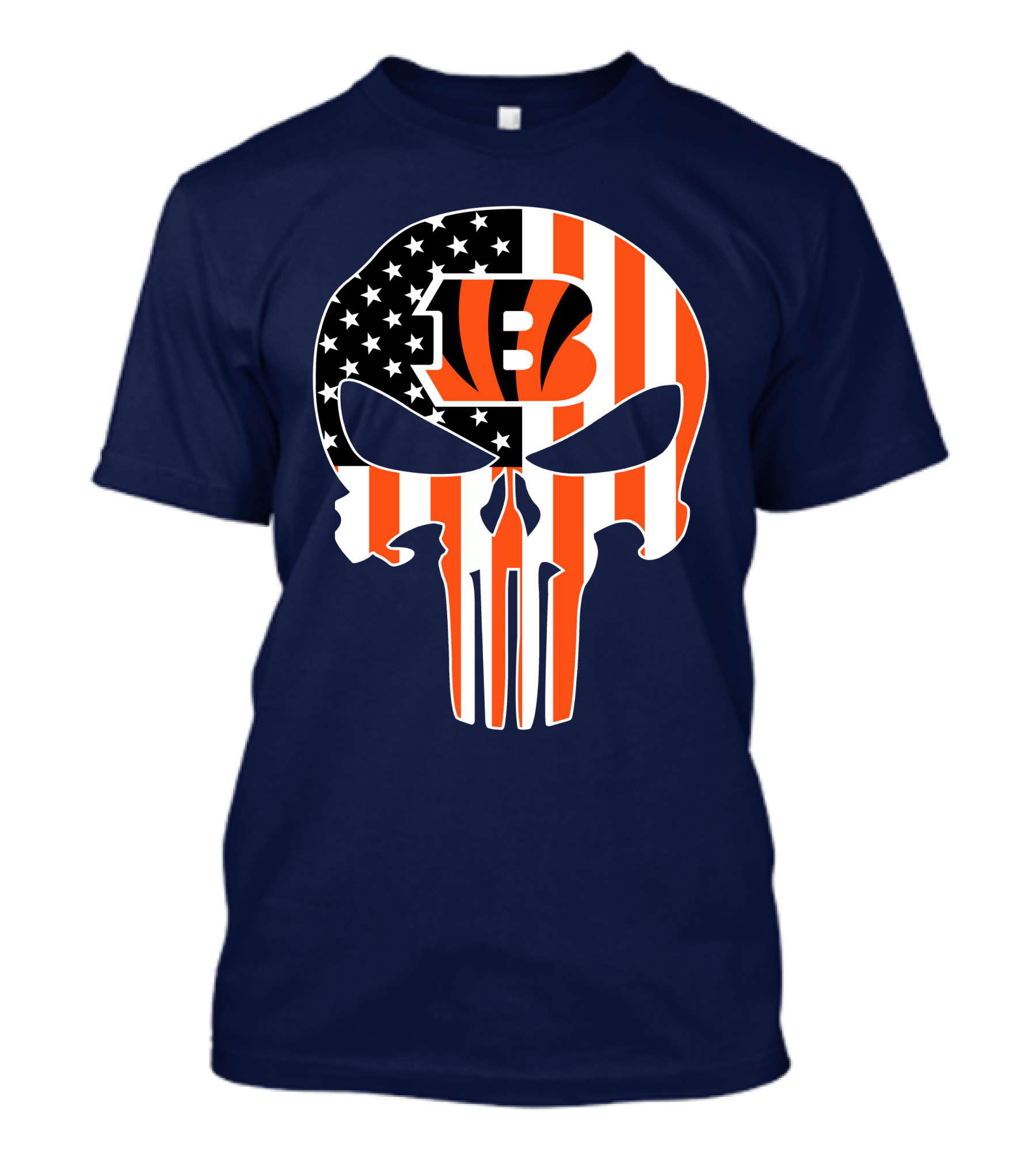 Cincinnati Bengals Skull Logo American Flag T-Shirt