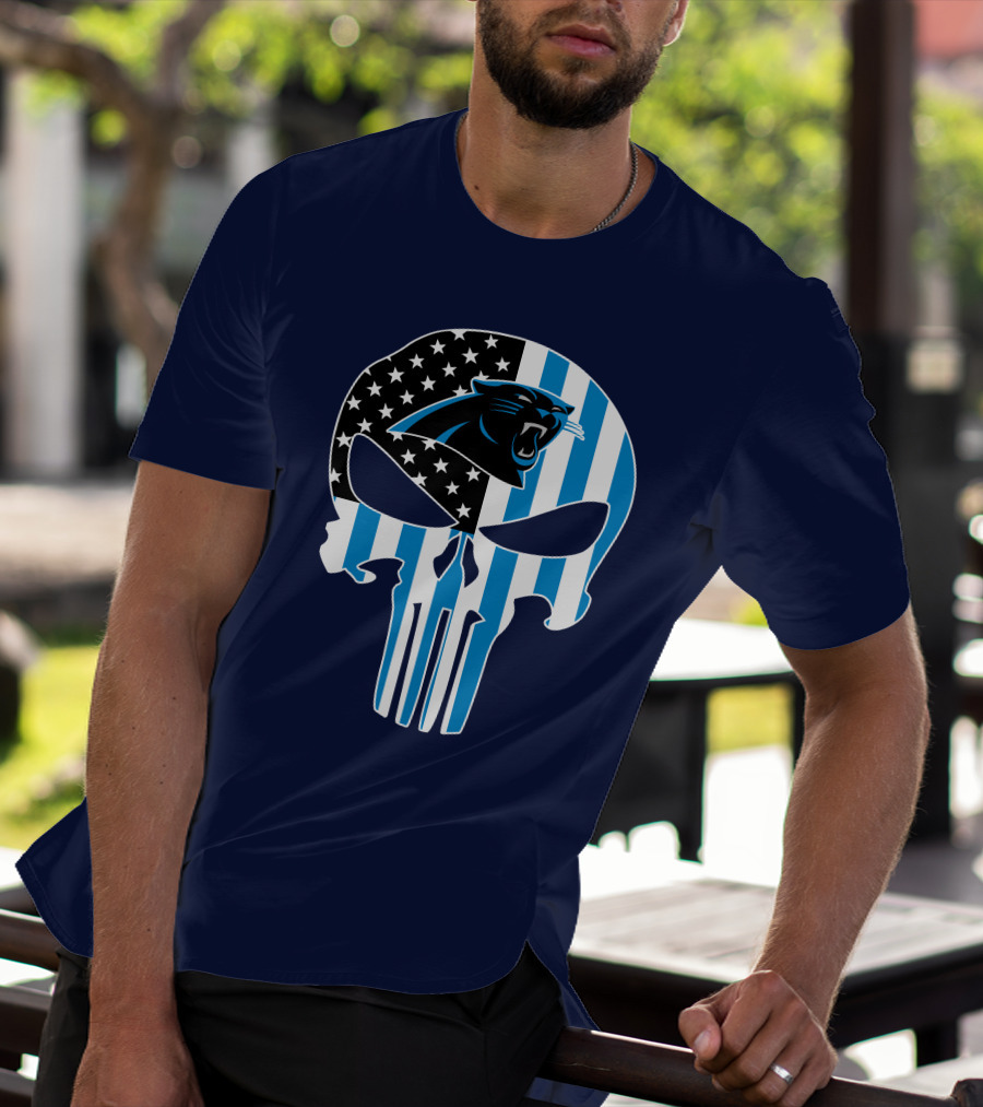 Carolina Panthers The Punisher American Flag T-Shirt