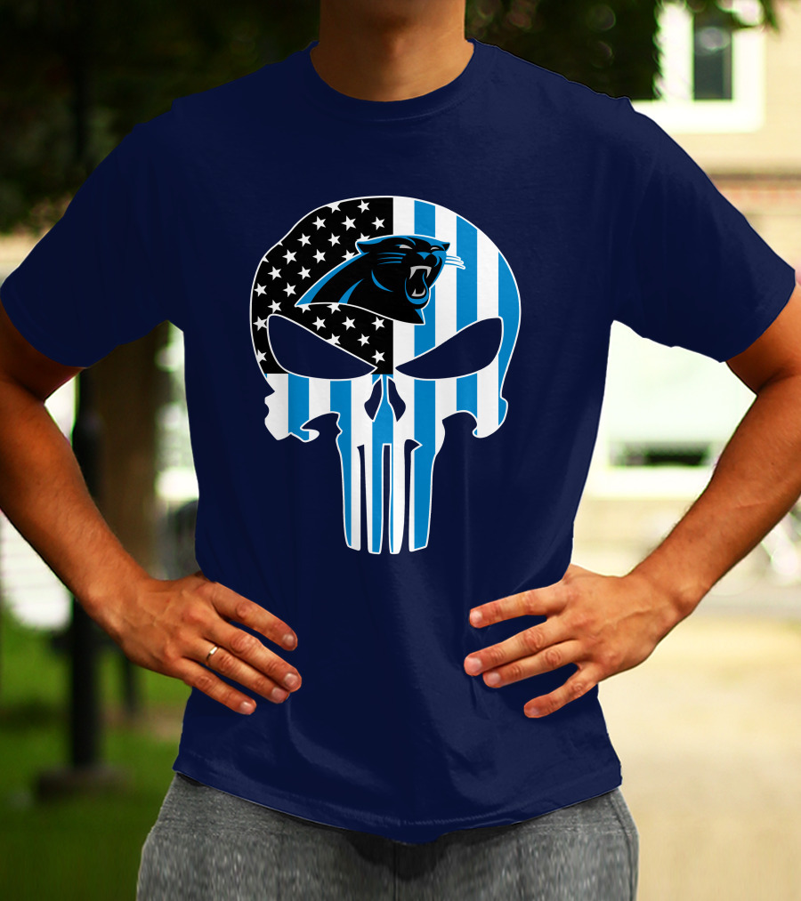 Carolina Panthers The Punisher American Flag T-Shirt