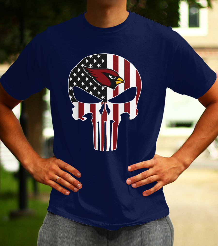 Arizona Cardinals The Punisher American Flag Skull T-Shirt