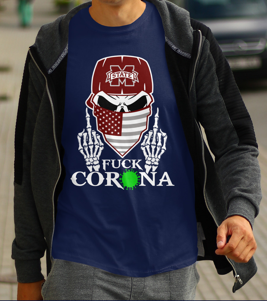 State Bulldogs Skull Mask American Flag Pandemic Statement T-Shirt