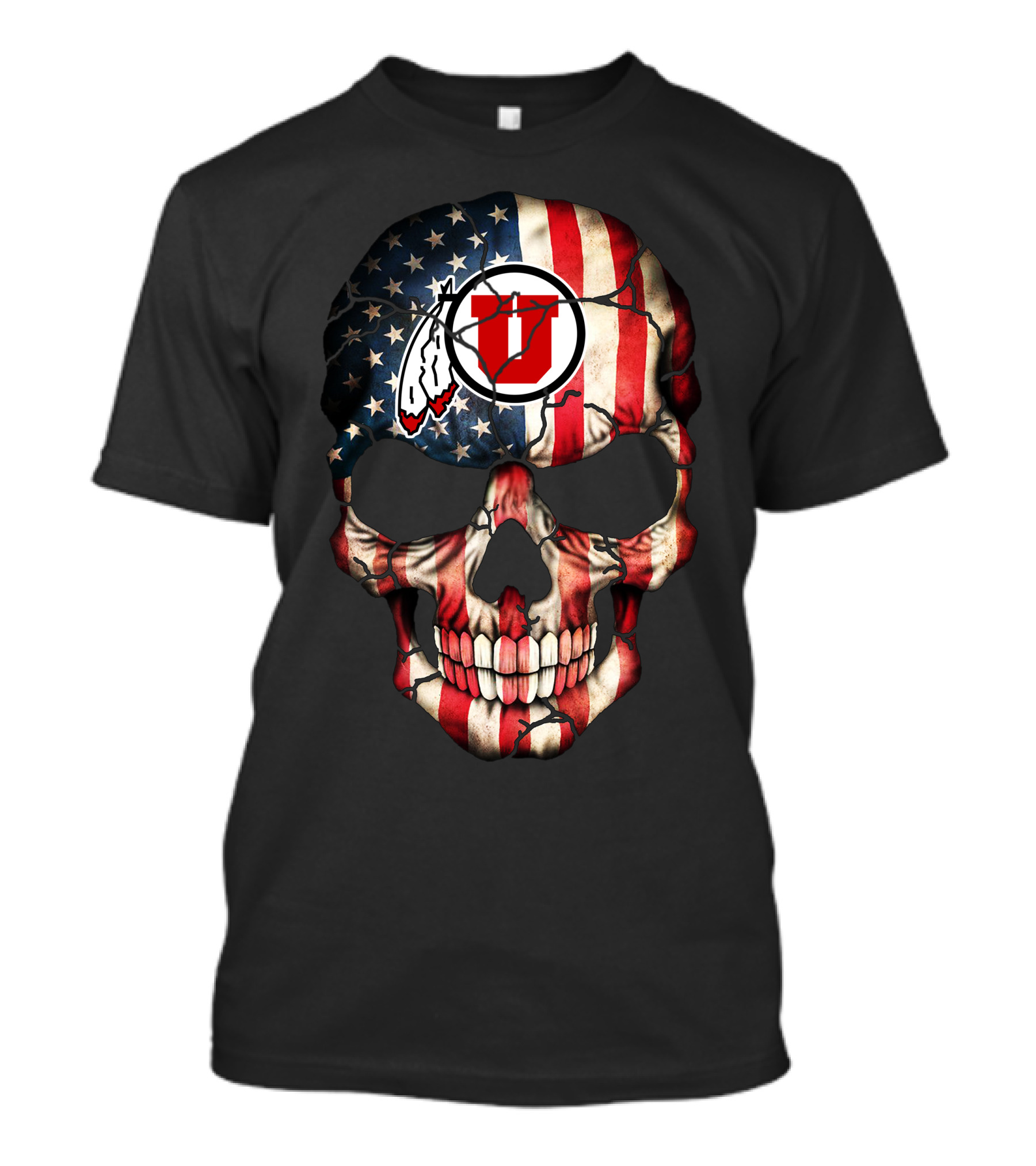 American Flag Utah Utes Skull T-Shirt