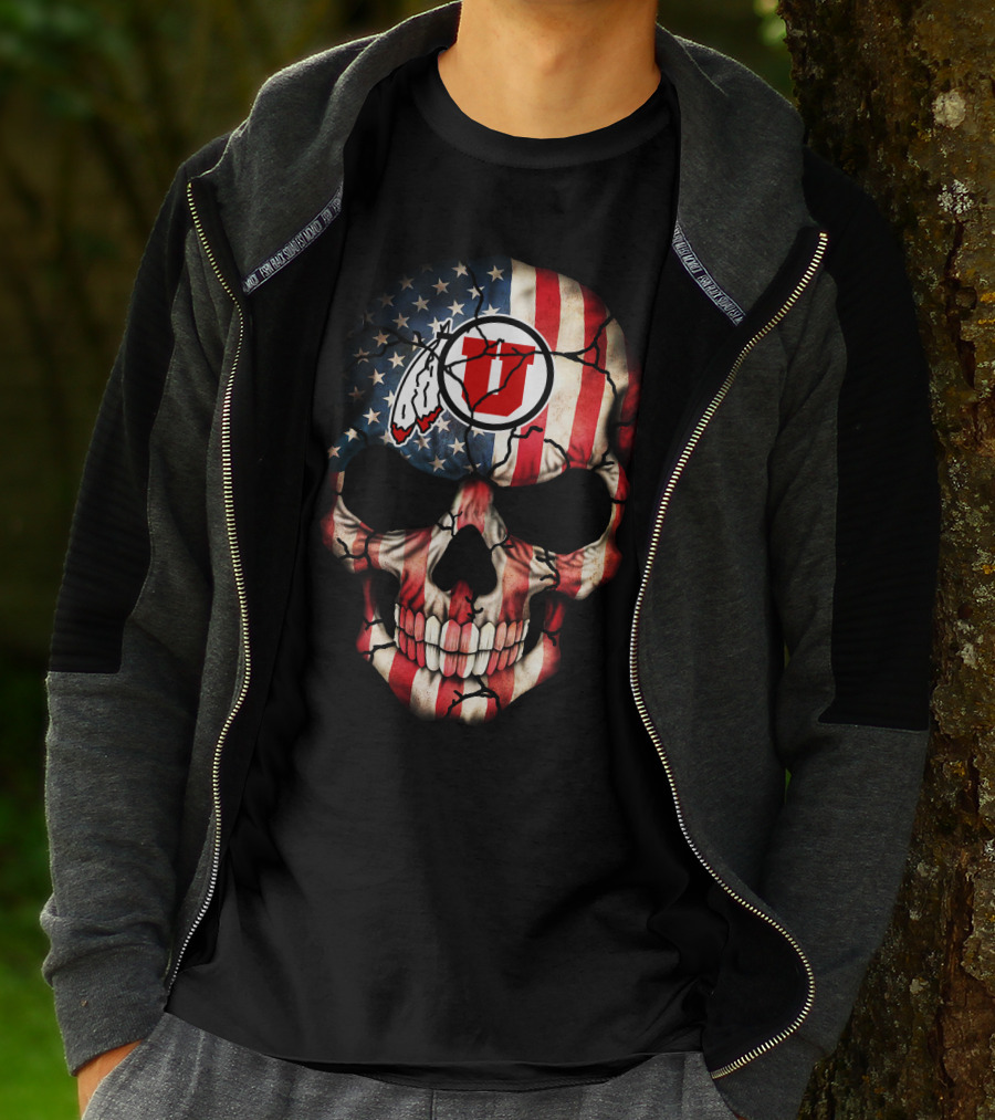 American Flag Utah Utes Skull T-Shirt