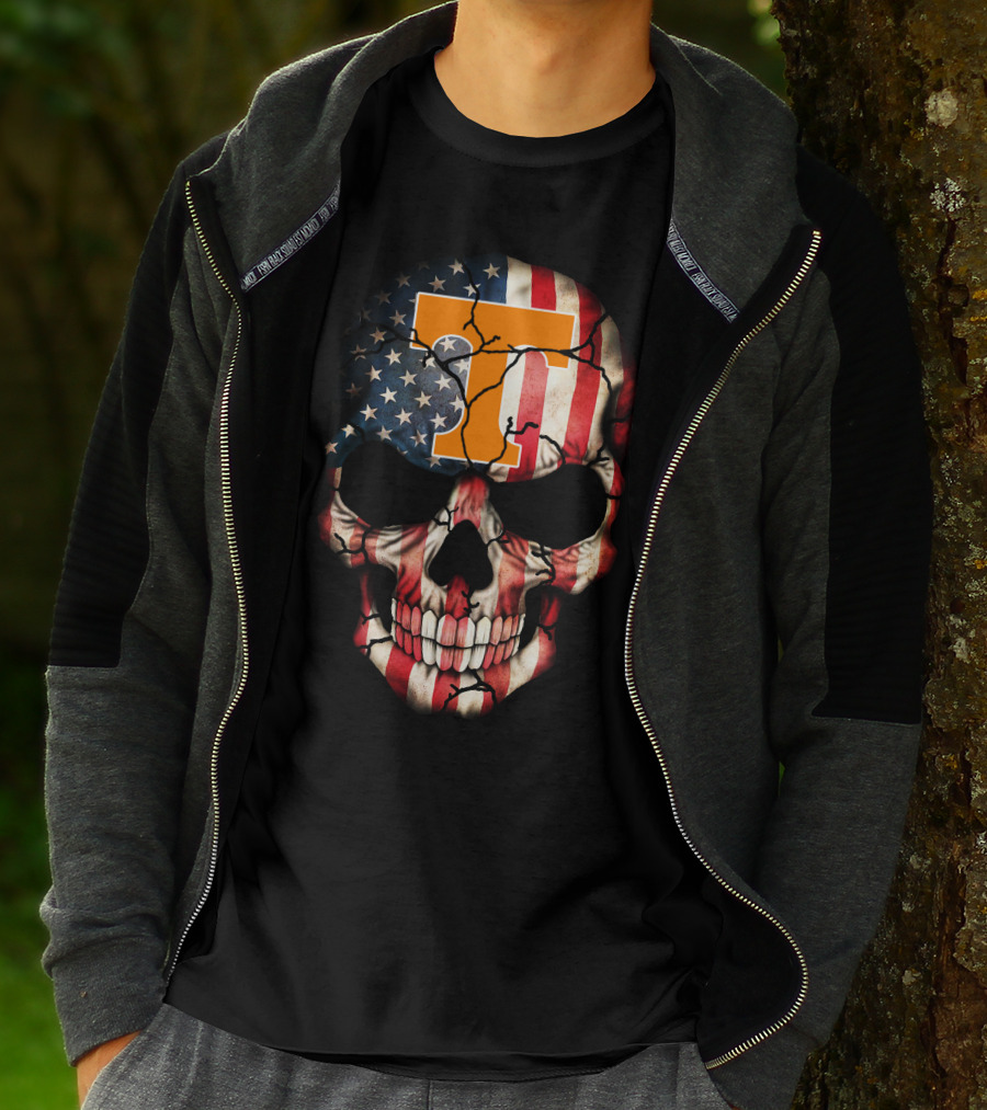 Tennessee Volunteers Skull American Flag T-Shirt
