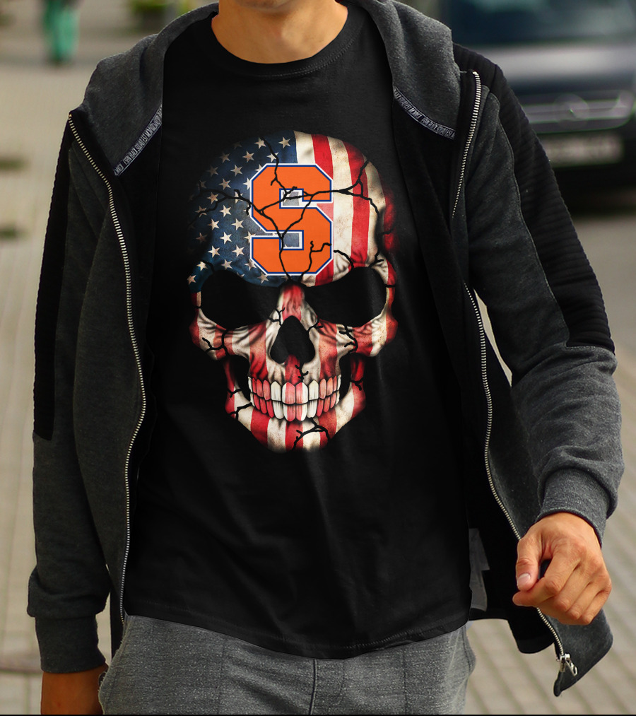 Syracuse Orange Skull American Flag T-Shirt