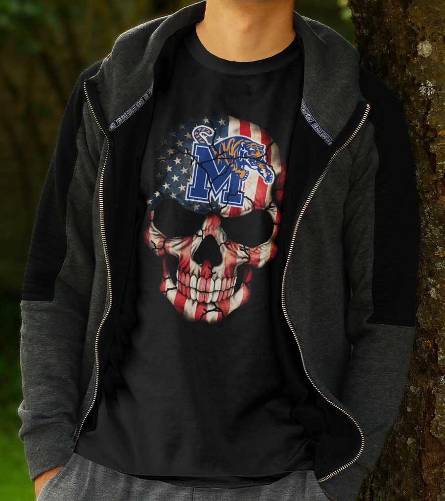 Memphis Tigers American Flag Skull T-Shirt