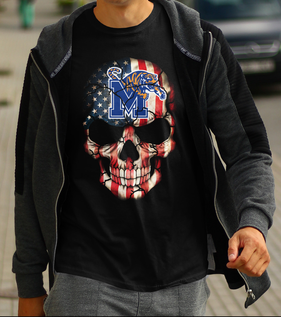 Memphis Tigers American Flag Skull T-Shirt