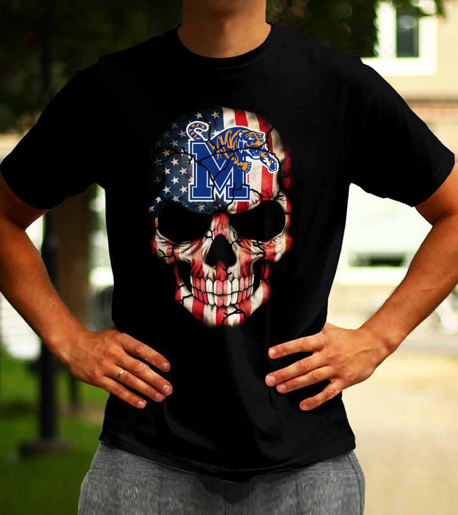 Memphis Tigers American Flag Skull T-Shirt