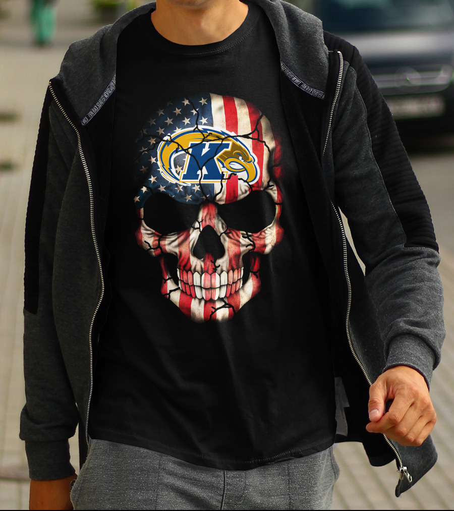 Kent State Golden Flashes American Flag Skull T-Shirt