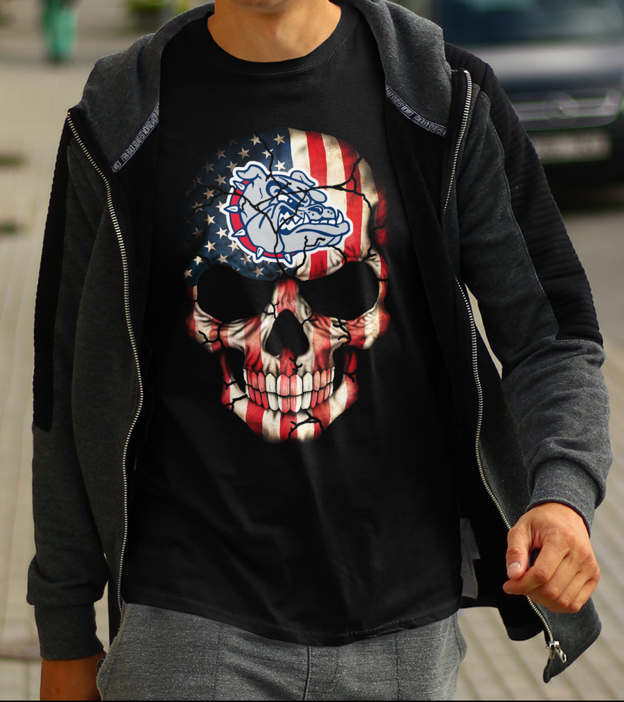 Gonzaga Bulldogs American Flag Skull T-Shirt