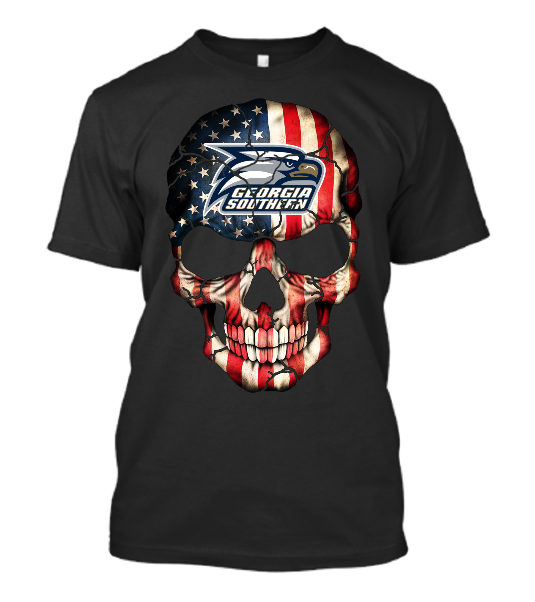 Georgia Southern Eagles American Flag Skull T-Shirt