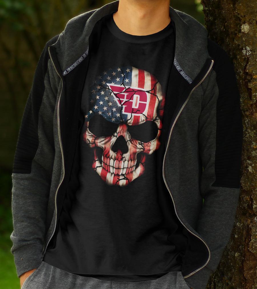 Dayton Flyers American Flag Skull T-Shirt
