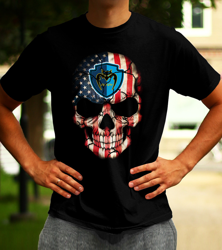 Tampa Bay Mutiny Skull American Flag Blue Shield T-Shirt