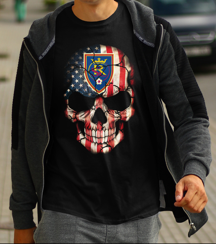 Real Salt Lake American Flag Skull T-Shirt