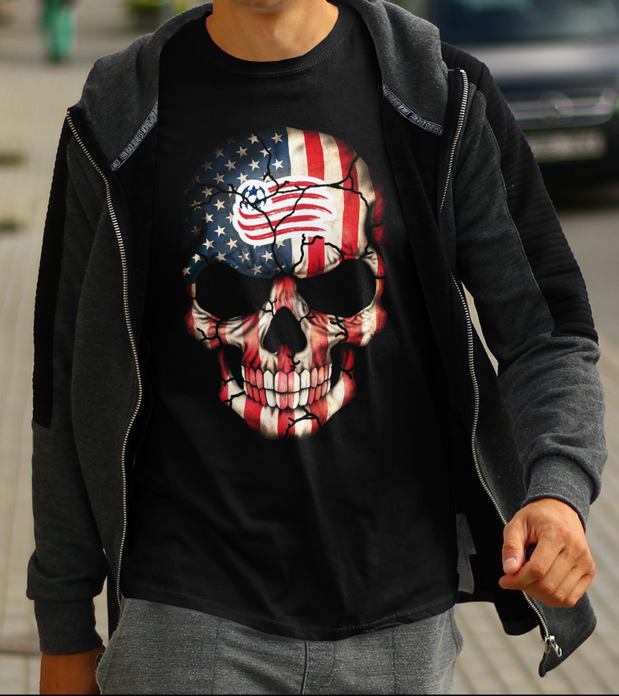 New England Revolution American Flag Skull T-Shirt