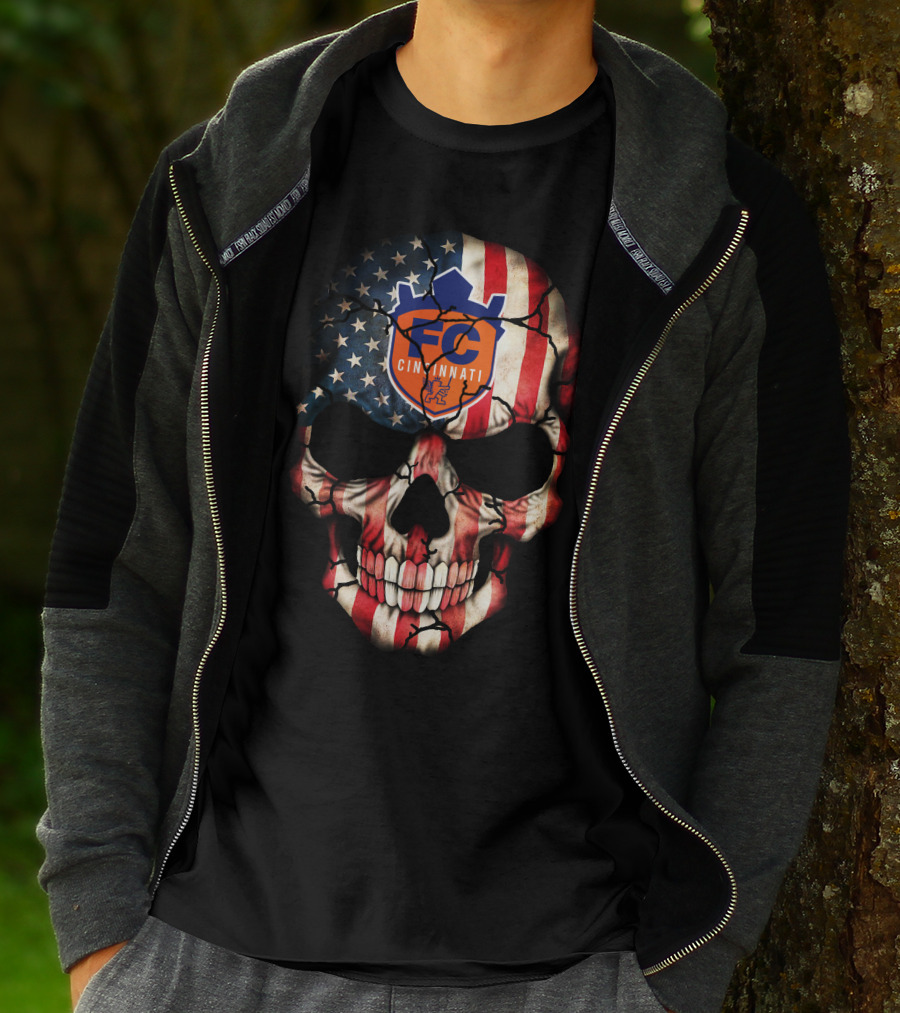 Fc Cincinnati American Flag Skull T-Shirt