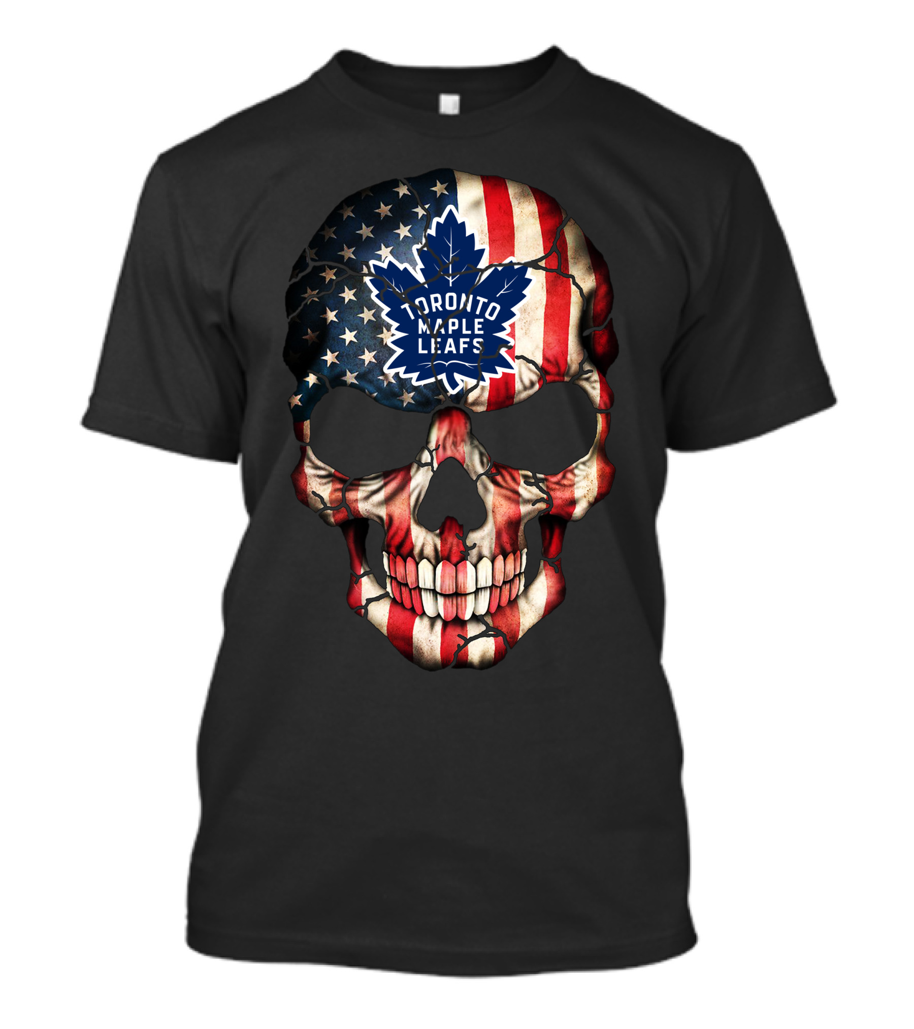 Toronto Maple Leafs American Flag Skull T-Shirt