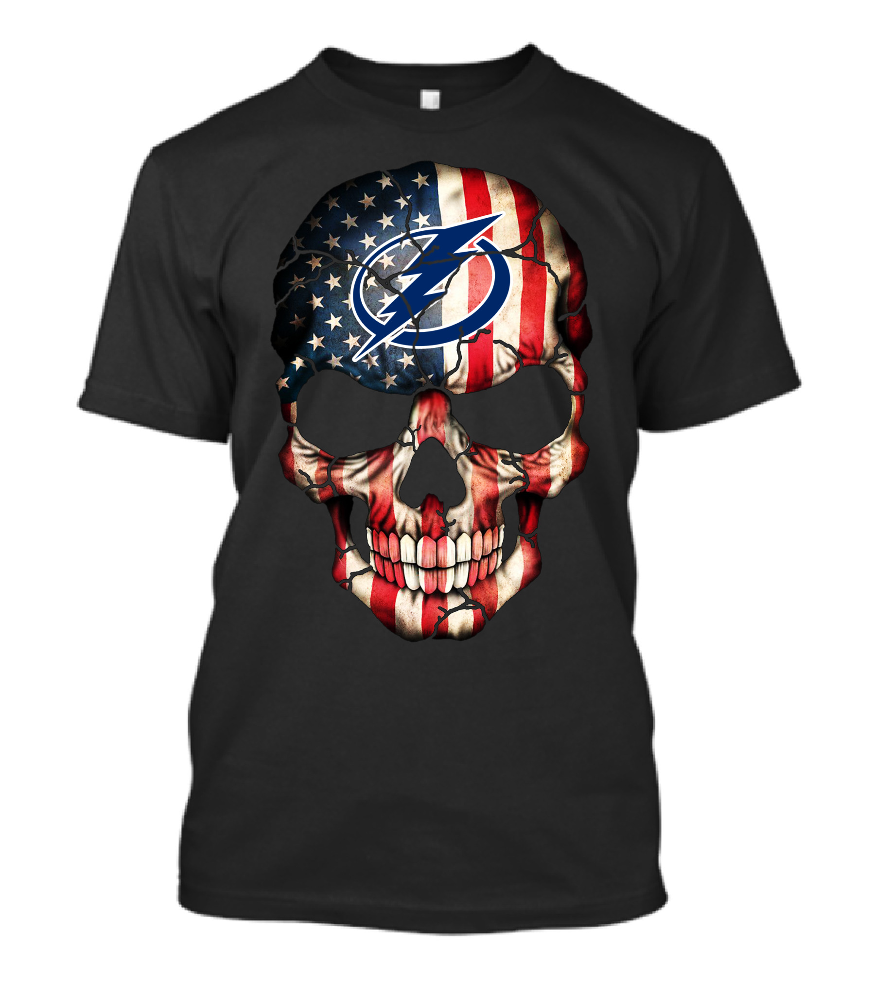 Tampa Bay Lightning American Flag Skull T-Shirt