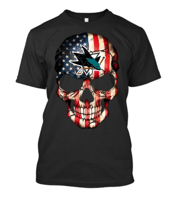 San Jose Sharks American Flag Skull T-Shirt