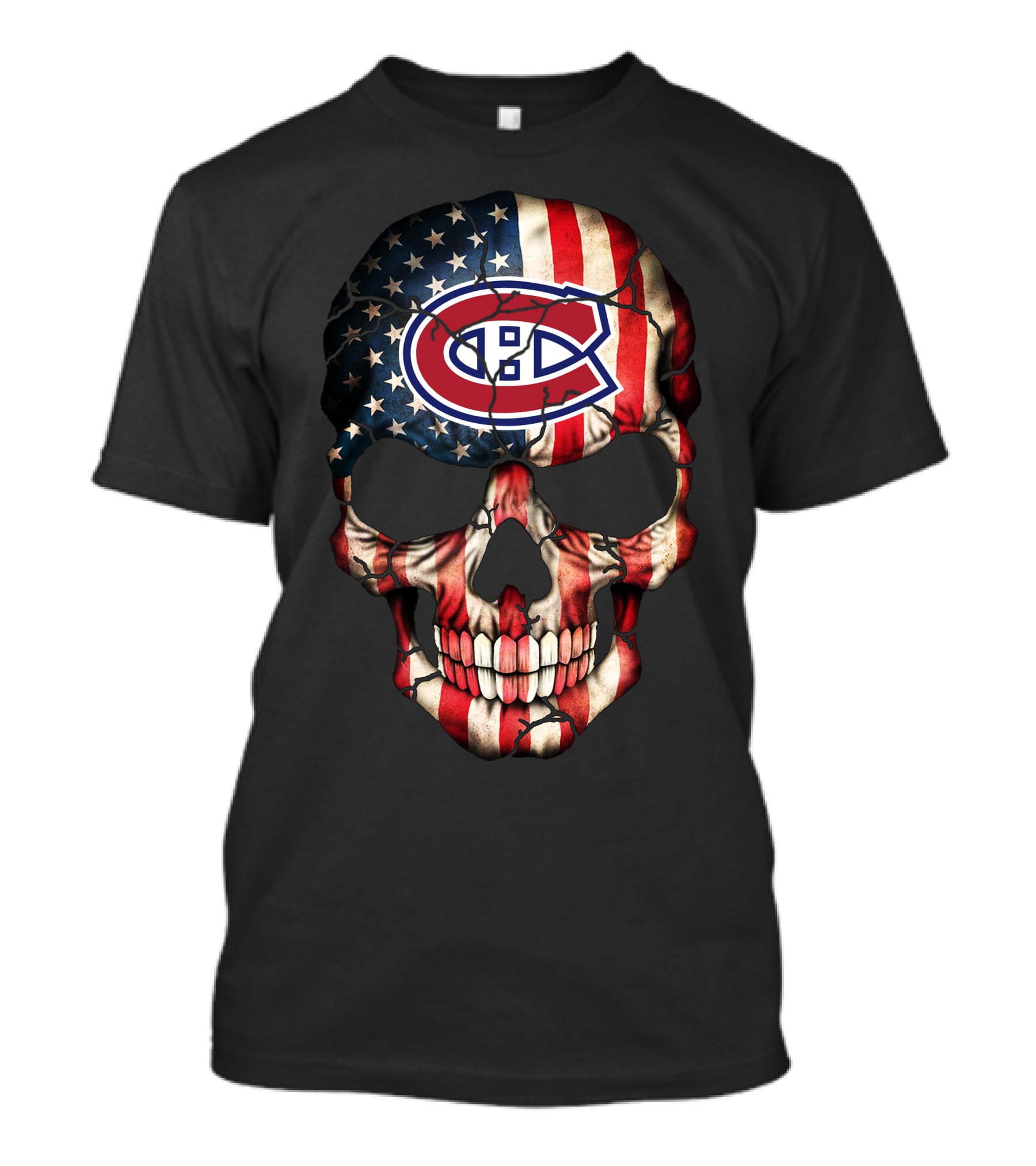 Montreal Canadiens Skull American Flag T-Shirt