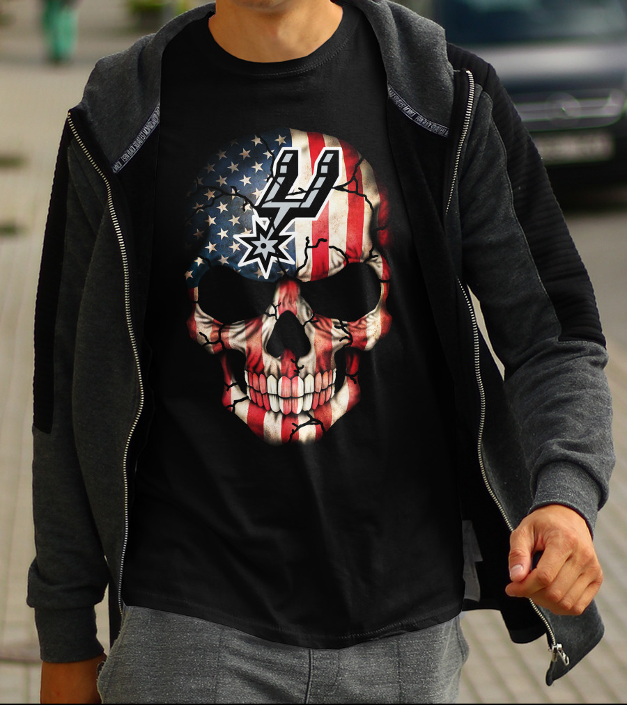 American Flag Skull San Antonio Spurs Logo 198 T-Shirt