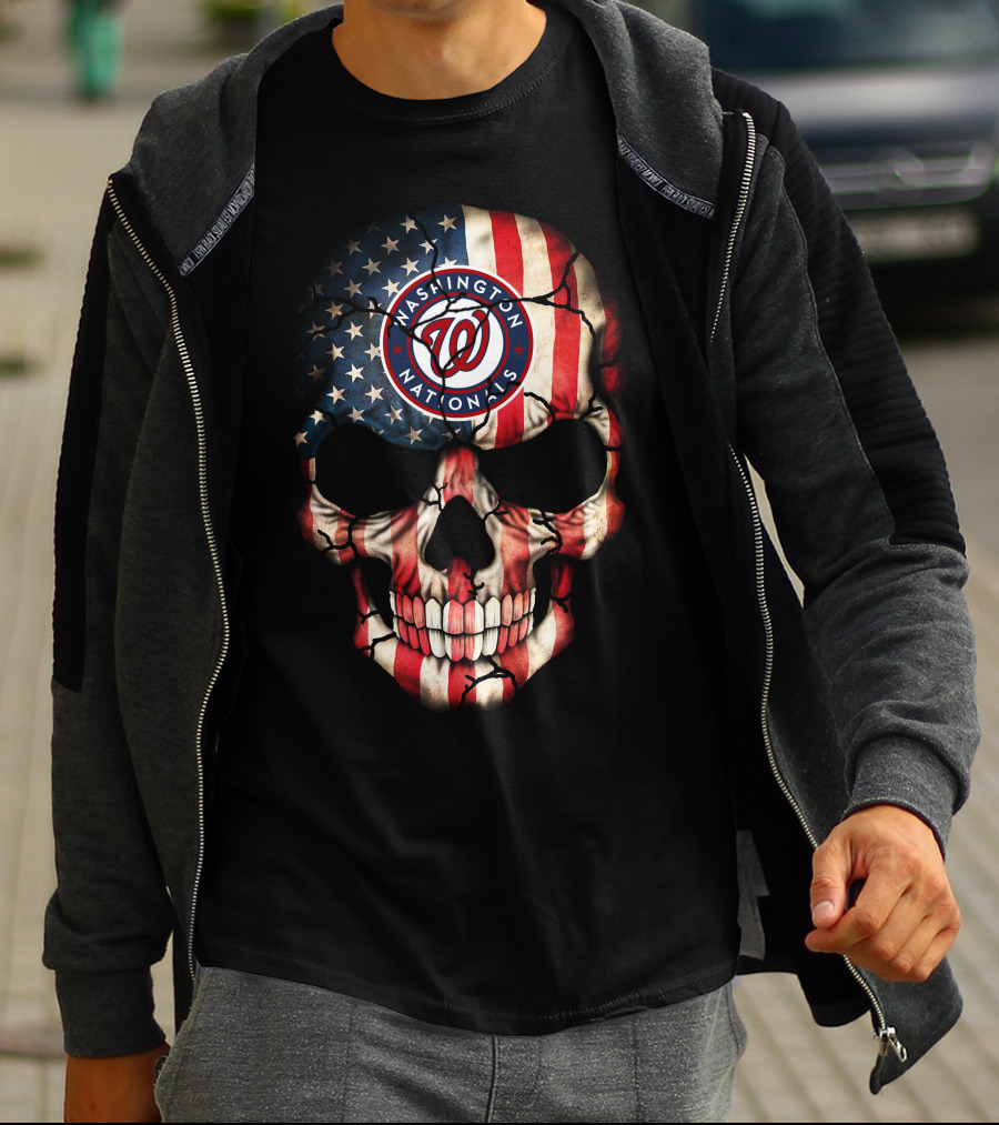 Washington Nationals American Flag Skull T-Shirt