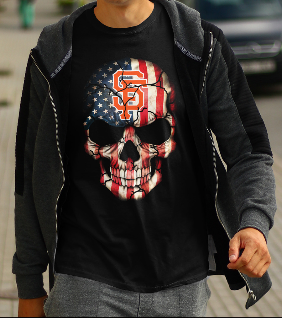 San Francisco Giants American Flag Skull T-Shirt