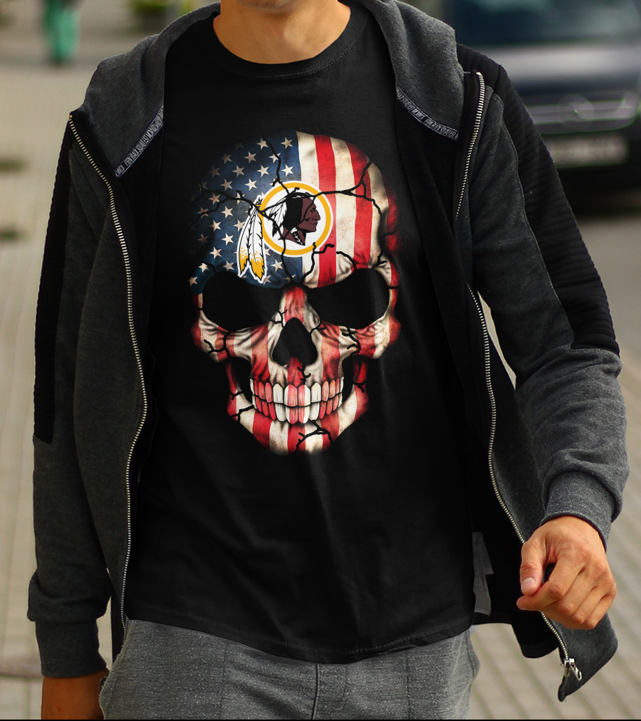 Usa Flag Skull Washington Redskins T-Shirt