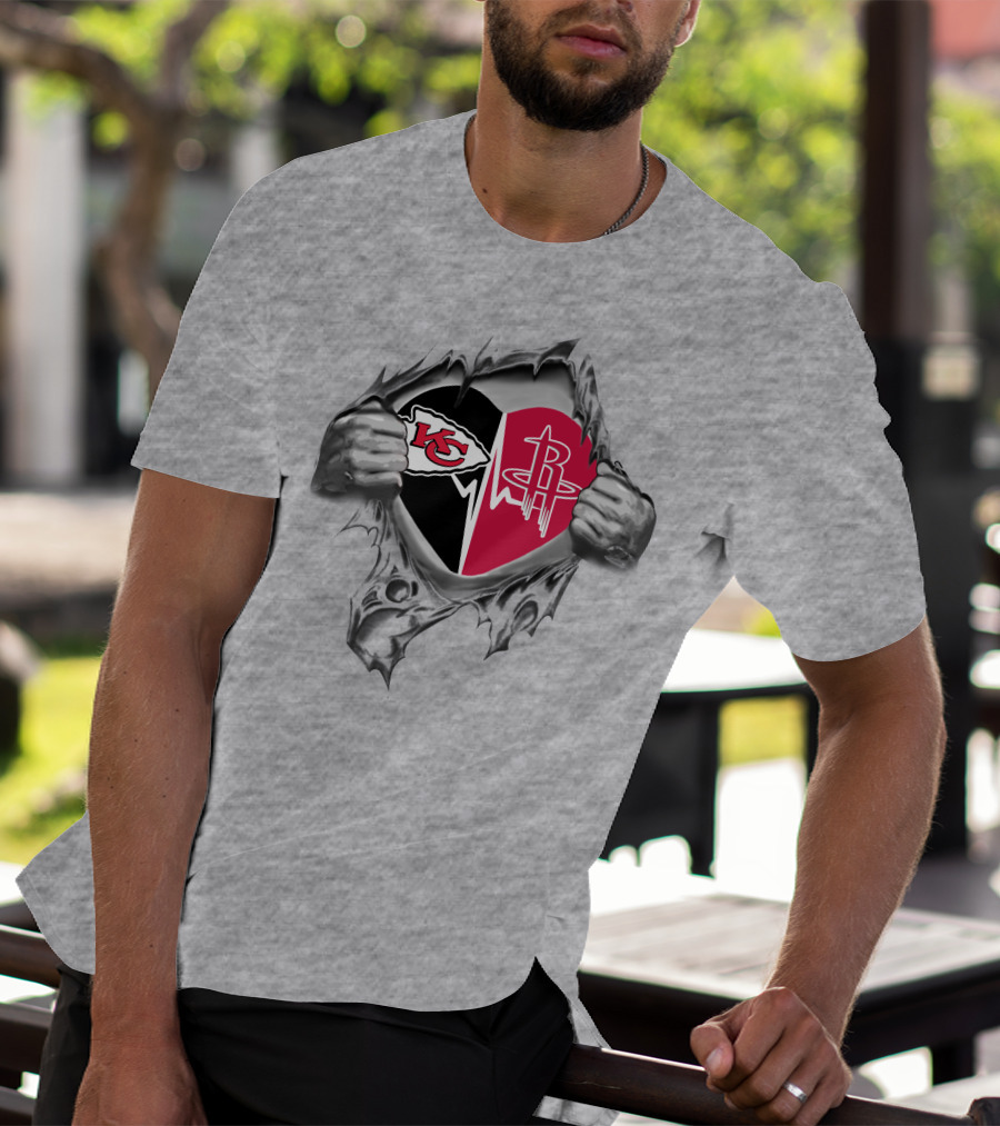 Chiefs Houston Rockets Heartbeat Dual Loyalty T-Shirt