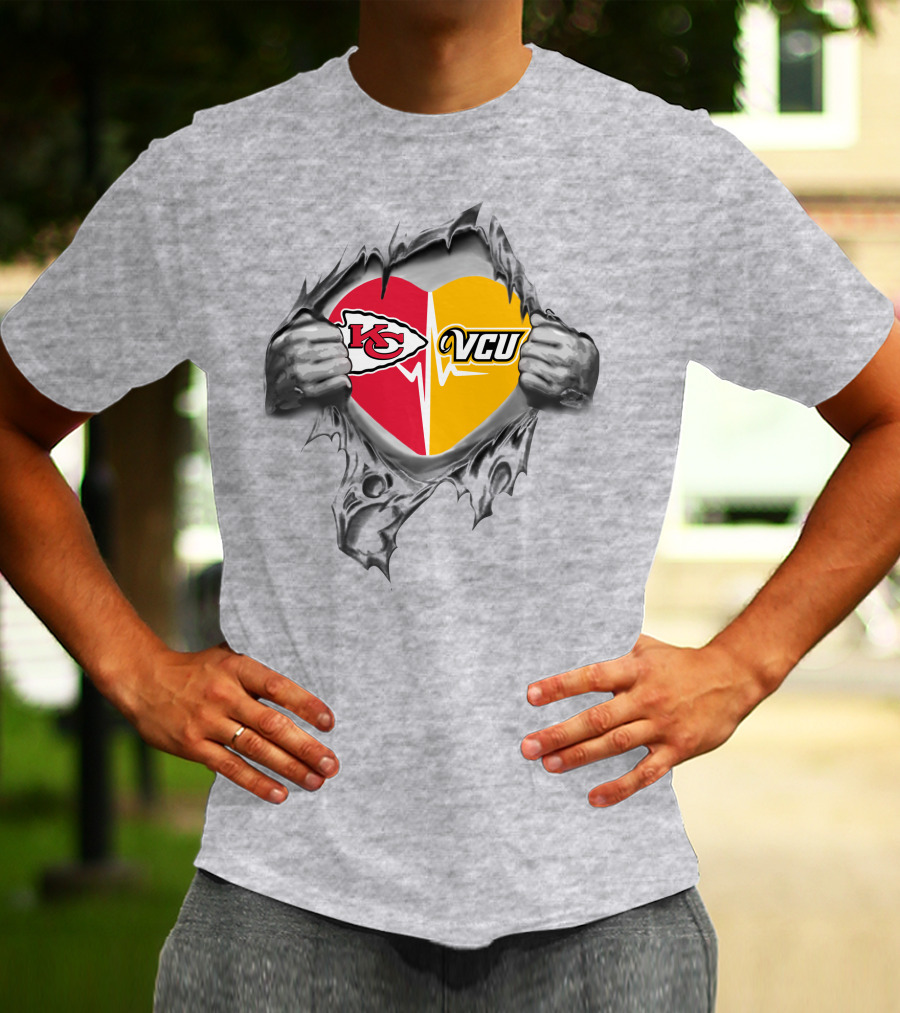Chiefs Vcu Rams Heartbeat Unity T-Shirt