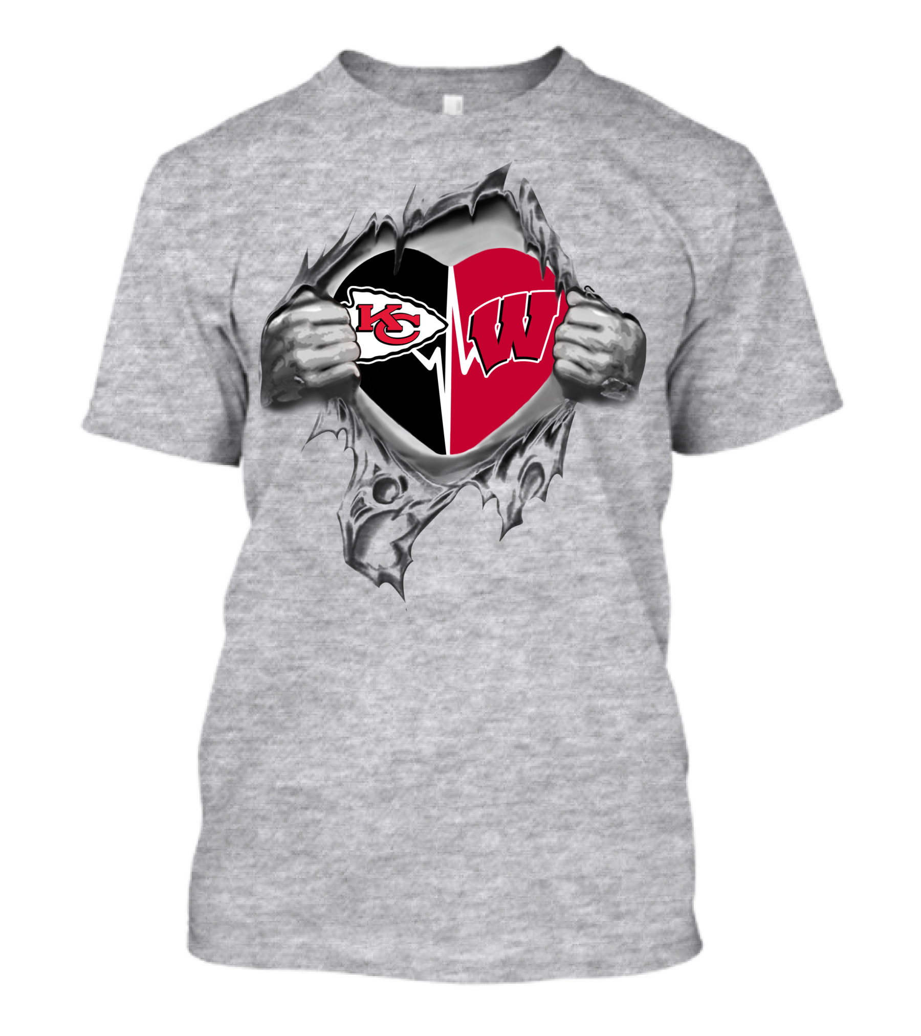 Chiefs Wisconsin Badgers Heart Held In Hands T-Shirt