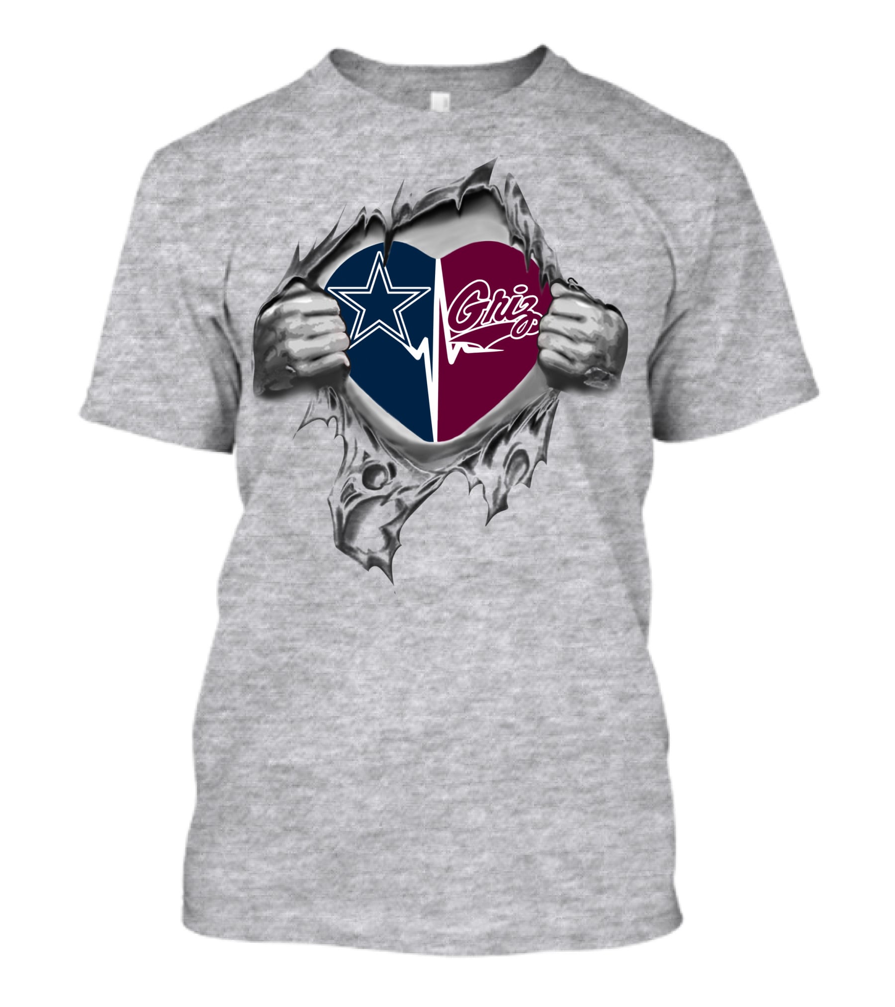 Cowboys Griz Heart Split T-Shirt